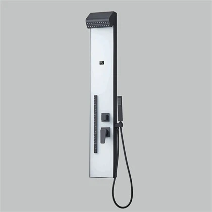 Sistema de torre de panel de ducha de vidrio blanco